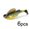 Leurres 6pcs / lot sweet sombres swimaits t tail appât souple mustad hook fit un lres de basse broche