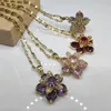 Anhänger Halsketten Weibliche Bunte Zirkon Kristall Blume Edelstahl Lippen Kette Für Frauen Schmuck Großhandel