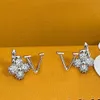 Classics Designer Studs Pearl Diamond Orees Brands LETTER STUD HIGHED FORK FORK WOMNENS BILAND BILANDS ANNIVERSAIRES 925 Silver en acier inoxydable Boucle d'oreille