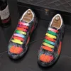 الأزياء الفاخرة للرجال الأسود الأسود منصة الأحذية أحذية سببية شقق سببية moccasins الذكور موسيقى الهيب هوب أحذية رياضية المشي 38-44