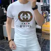 T-shirt da uomo estive nuove merci europee T-shirt a maniche corte maglietta girocollo trendy comoda top ricamato con paillettes all-match 1 HYGP