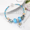 Hot Blue Diy Snake Chain Armband Luxury Brand Style Womens smycken Spring Boutique Glass Pärlpärlor Pendant Armband Fashion Jewelry Wholesale