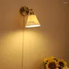 Vägglampa japansk keramisk sconce med dragomkopplare vintage mässing lght nordisk modern minimalistisk sovrum sovrum läsning