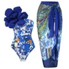 Costumi da bagno da donna 2024 Costume intero da donna 3D Grande fiore decorativo stampato Monokini Ragazze sexy Summer Beach