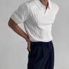 여름 짧은 슬리브 티셔츠 섹시한 v- 넥 니트 남성 폴로 셔츠 탄성 슬라이드 핏 플립 칼라 트렌디 한 비즈니스 니트 짧은 슬리브