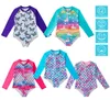 Children039s Swimwear Girls Mermaid Swimsuits Baby Pool Beach Wear Kids Onepiece Long Sleeve Rash Guard Bathing suit Sun Prote9009931