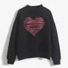 Pink Heart Graffiti Tryckta kvinnors hoodies Sweatshirt Harakuku Korean Style Oneck Pullovers Autumn Winter Candy Color Coat 240219