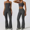 Set attivi Tuta sportiva per donna Pantaloni svasati fitness Tuta da yoga in un pezzo Completo da palestra per danza Tuta Abbigliamento sportivo Set da allenamento