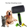 Combs Dog Cat Hair Shedding Comb Pet Self Cleaning Brush Grooming Tool Hårborttagning Kam Brush för olika husdjursmaterial