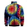 Men's Jackets Est Tie-dye Pattern 3D Lapel Collar Men Women Zipper Jacket Clothing Casual Long Sleeve Coat Mens Clothes Spring Coats