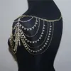 INS Fashion Multilayer Rhinestone Bridal Shoulder Chain Ladies Wedding Party Shining Crystal Tassel Shawl Necklace Jewelry Gift 240223