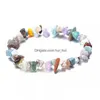 Pulseras de encanto Pulsera de piedra de gema natural Irregar Crystal Stretch Chip Beads Redes Brazaletes Cuarzo Chakra Pulsera para mujeres Regalo Dr Dhync