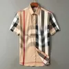 Men's T-Shirts High designer mens shirt burbereys mens Camisas De Hombre Fashion geometric check short sleeved lapel business versatile M-3XL 240301