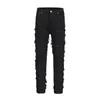 Jeans da uomo in denim skinny nero Heavy Destruction Jeans da motociclista affusolati strappati lavati Streetwear Pantaloni da jeans slim hip-hop per uomo 240228