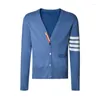 Pulls pour hommes Pull de marque coréenne Automne Classique 4-Bar Stripe Design Veste de haute qualité à la mode Slim Cardigan Manteau