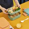 Servis rostfritt stål Dubbelskikt Lunchlåda Söt rädisande handhållen isolerad bento för student tre fack stora kapacitet