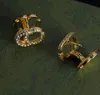 Designer Ohrstecker Kristall Strass Gold Silber Ohrring Mode doppelseitige Buchstaben Ohrringe für Frauen Dame Party Hochzeit Hochwertiger Schmuck Geschenk