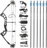 弓矢印1セットJ125コンパウンドボウアーチェリー30-60ポンドのブラック航空アルミニウム調整可能なドローウェイトハンティングボウグレートパワー