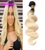 Peruaanse Virgin Hair Extensions 1B613 Een Bundel Ombre Kleur Blonde Body Wave Menselijk Haarproducten Twee Tonen Kleur 1032inch1037794