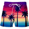 Herrshorts 2024 Beach Casual 3D Digital Print Outdoor Fashionable Coconut Tree Mönstrade byxor