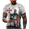 T-shirt da uomo T-shirt vintage da uomo 3D Crusades Camicia a maniche corte stampata Casual Estate Streetwear Top oversize T-shirt Vestiti