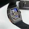 Zegarek ze strony gwiazd Ram na rękę RM RM037 Women Series 52.63*34,4 mm Automatyczny kalendarz mechaniczny Czarna ceramiczna czarna warga z diamentowym zegarkiem