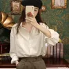 Blusas femininas 2024 primavera bonito chique topos estilo preppy vintage japão coreia design escritório senhora botão formal namorado camisas