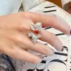 Cluster Rings 2024 Original Deagin Classic Butterfly For Women Water Drop CZ Crystal Propose Marriag Ring Vintage Silver Color Jewelry