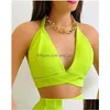 Dames Trainingspakken Tweedelige damessets Outifits 2023 Zomer Mode Halter Plunge Mouwloze Crop Top Casual Hoge Taille Zak Dro Dhu8W