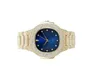 Hip Hop Look Wristwatch Blue Gold Diamond Watches