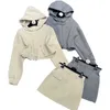 Herrspårsdräkter Designer Brand 2024 Tidig vår Ny Nanyou Gaoding Miu Simple and Casual Age Reducing Letter Brodery Hooded Hoodie Half kjol Set 2rwd