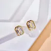 2024 Simple Fashion Stud Earrings Jewelry 925 Sterling Silver Rose Gold Fill Princess Cut 3A Cubic Zircon CZ Diamond Party Elegant Women Earring Gift