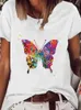 Kadın Tişörtleri Kadın Giyim Kısa Kollu Grafik T-shirt Kawaii Temel Tee Üst Baskı Gömlek Giysileri Butterfly Vintage Güzel Yaz