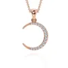 FirstMadam 18k Yellow Gold Diamond Set Moon Pendant Necklace