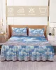 Bed Skirt Blue Sky Clouds Flowers Elastic Fitted Bedspread With Pillowcases Protector Mattress Cover Bedding Set Sheet