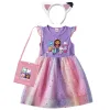 Costumi Adorabili Cartoon Gabby Cats Fly Sleeve Baby Girl Dress con sacca e fascia per bambini Gabby's Doll House Costume