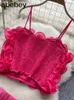 Damska siatka przezroczysta bikini top zbiór camis crop top i ciasto plisowana długa spódnica dwuczęściowa sukienka na plażę kąpielową 240301