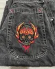 Jeans pour hommes JNCO Y2K Hommes Streetwear Harajuku Hip Hop Rétro Crâne Brodé Baggy Gothique Taille Haute Pantalon à Jambes Larges