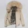 Pelliccia MENINA BONITA 2022 Impermeabile Bomber Parka Giacca Invernale da Donna Vera Pelliccia di Volpe Cappotto di Volpe Naturale Collo di Pelliccia di Procione Cappuccio Rimovibile