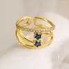 Cluster Rings BUY 2024 Fashion Red/Green/Blue/White/Black CZ Zircon Geometric Open For Elegant Women Wedding Jewelry Accessories