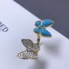 Anel de trevo de quatro folhas anel de duas flores feminino 18k ouro e prata anel de luxo anel de designer de dia dos namorados