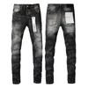 Jeans viola jeans maschile designer jeans 2024 pantaloni da trekking strappati hip hop high street fipt brand paint faing vecchio ricamo motociclistico aderente