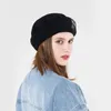 قبعات Berets Winter Black Beret للنساء الفتيات الفرنسيات Artis Wool Wool Beanie Hat Cap خمر دافئ سهلة الأنيقة رسامًا