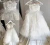 Meninas branco borla vestido de casamento crianças frisado bordado sem costas vestidos de princesa vestido de baile crianças trajes desempenho piano z6921