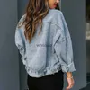 Women's Jackets Short Denim Jackets for Leopard Print Patchwork Coat Ladies Jean Bomber Plus Size Xl 240301