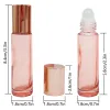 Bouteille 12 pièces/lot 5 ml/10 ML or Rose rouleau sur bouteille en verre épais flacons d'huile essentielle de parfum vides avec bille roulante en acier inoxydable