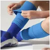 Coudières genouillères 1 Kits Football Shin Guard Adts Chaussettes pour enfants avec poche Jambe de football professionnelle Manches ER Équipement de protection Drop Del Dhi27