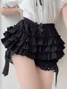 Culottes Femmes Femmes Femme Noir Blanc Volants Knickers Kawaii Citrouille Mignon Dentelle Bowknot Lolita Short De Sécurité Vintage Victorien Bloomers