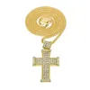 Europe US 18K Real Gold Electricating Diamond tredimensionell tvärhänge halsband Hip-Hop Hip Hop Jewelry292K