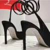 Kadınlar Rene Caovilla Yüksek Topuk Sandallar Patent Deri Moda Lüks Tasarımcı Elbise Ayakkabı Sıradan Deri Sinkeli Yılan Ayak Bilgisi Strap Party Ayakkabıları